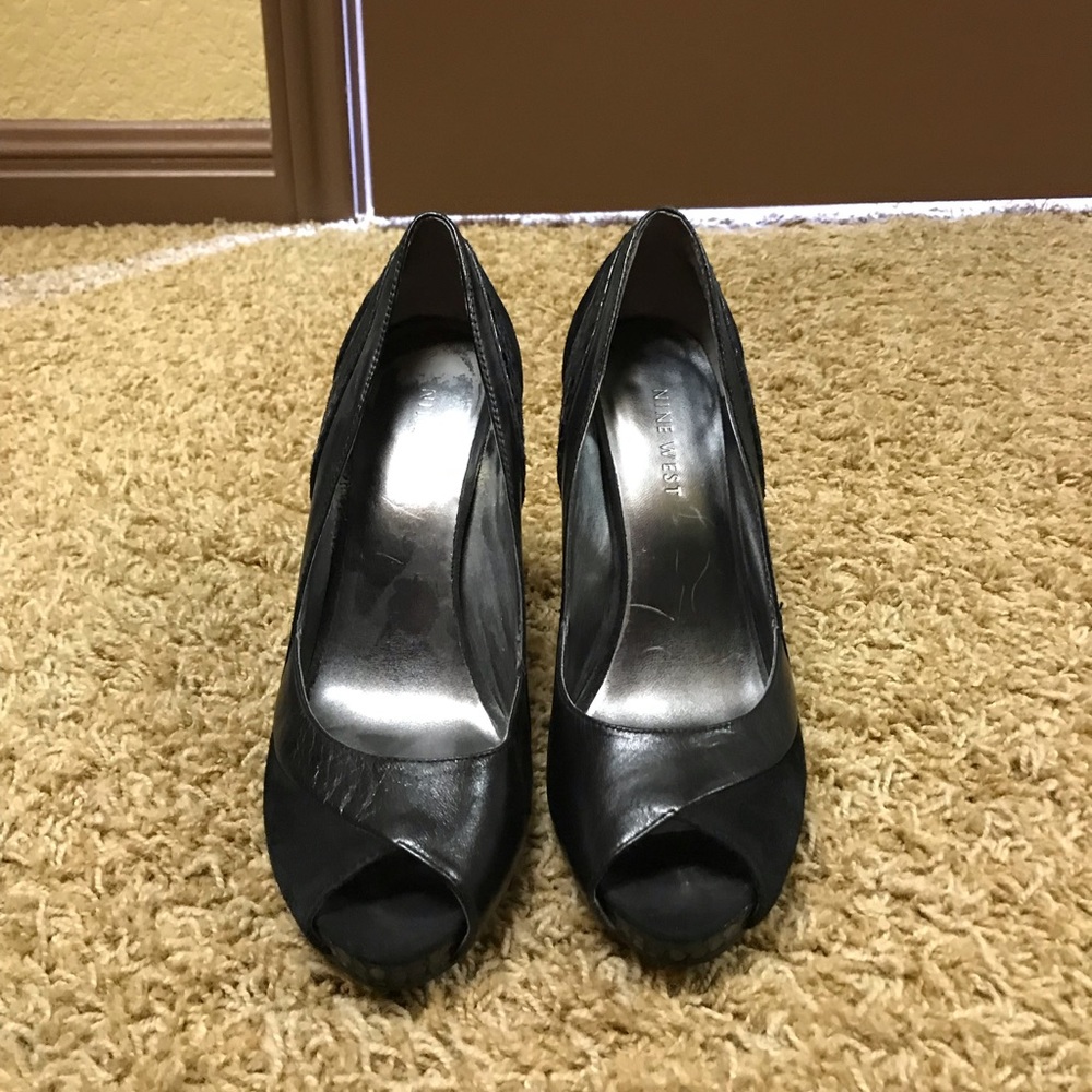 Nine West multi texture peep toe heels